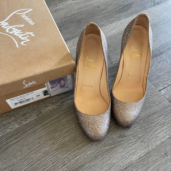 CHRISTIAN LOUBOUTIN Multicolor Glitter Mini Ron Ron 100 Size 36 - Picture 2 of 13